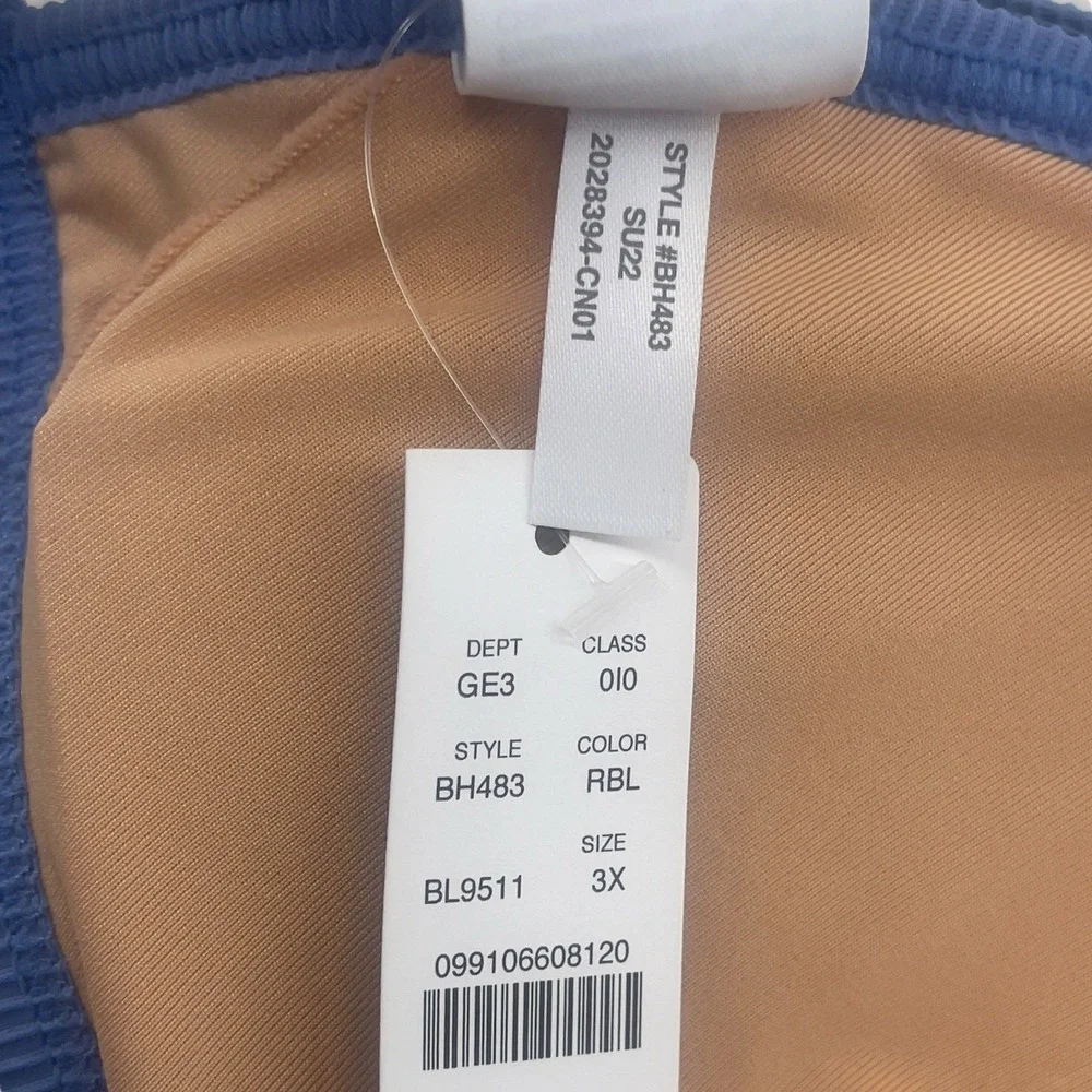 J Crew Ribbed Bikini Top Blue Triangle Plus Size 3X‎ BH483 New